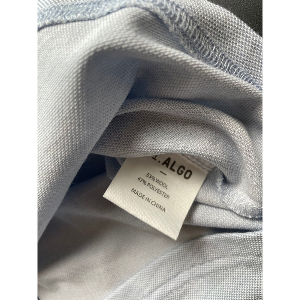 01.ALGO Performance Shirt Mens Med Light Blue Excellent Wool Blend Long Sleeve - Picture 8 of 8